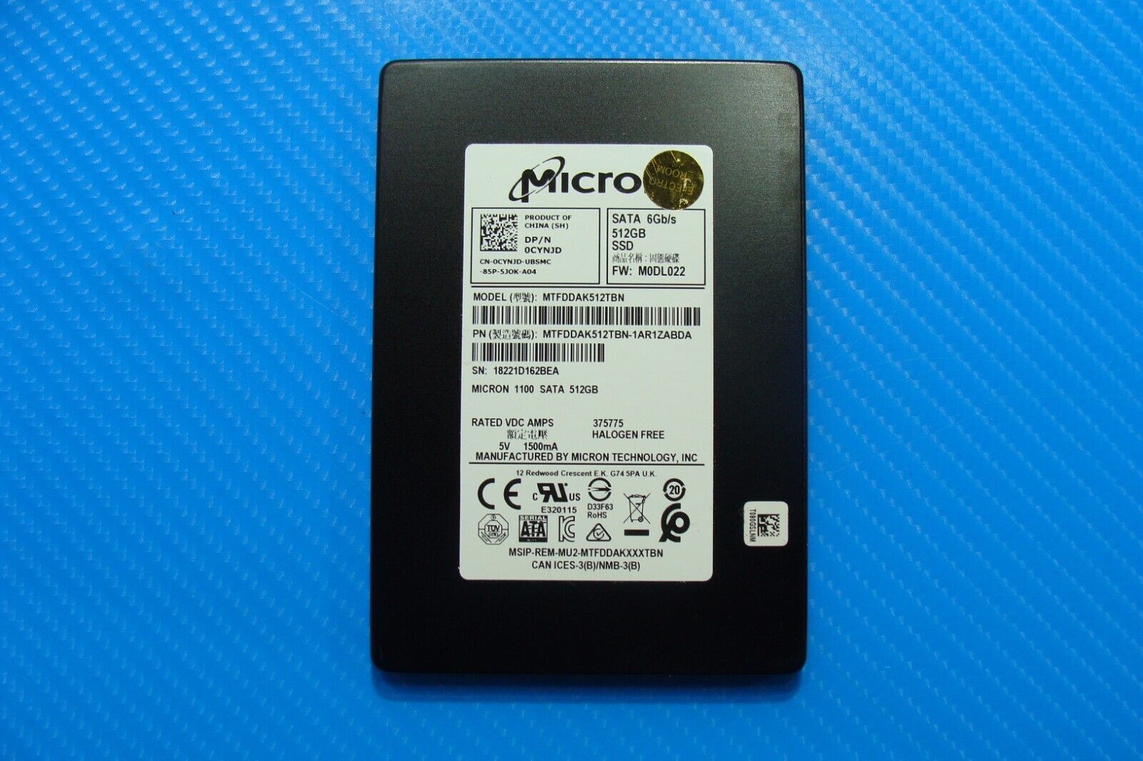 Dell 5520 Micron 512GB SATA SSD Solid State Hard Drive MTFDDAK512TBN CYNJD