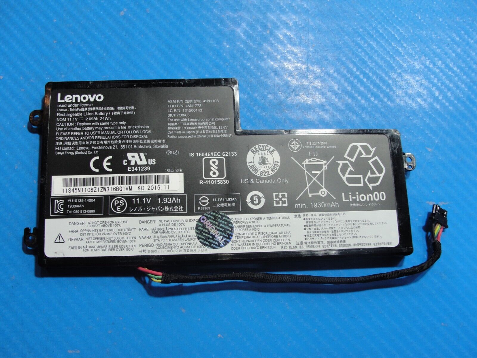 Lenovo ThinkPad 14” T460 20FN Genuine Battery 11.1V 24Wh 2090mAh 45N1173 45N1108