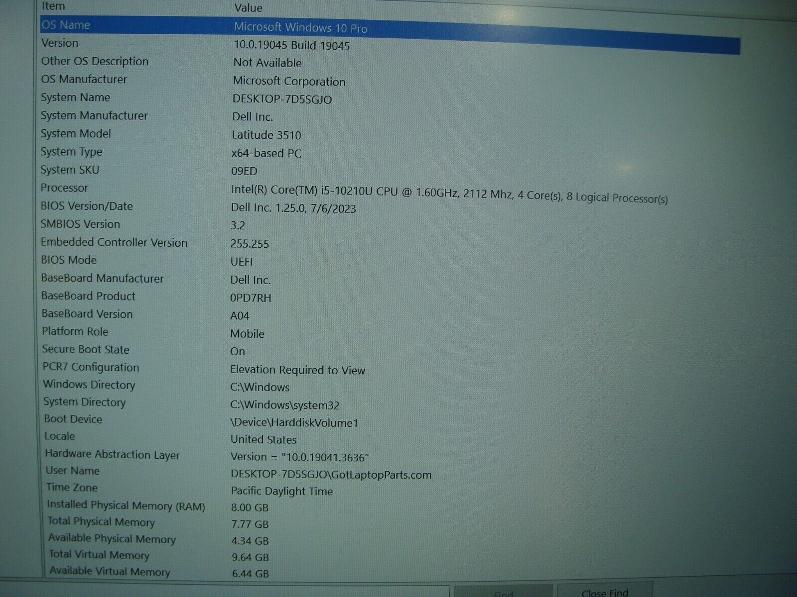 Dell Latitude  3510 15.6