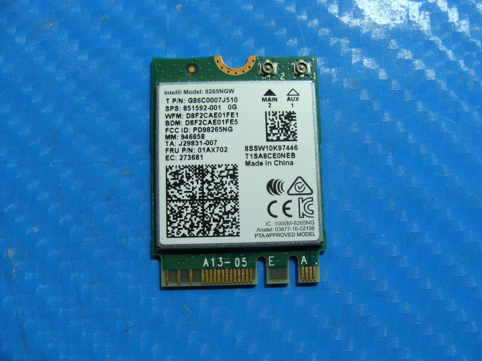 Lenovo ThinkPad 13.3” x380 Yoga OEM Laptop Wireless WiFi Card 8265NGW 01AX702