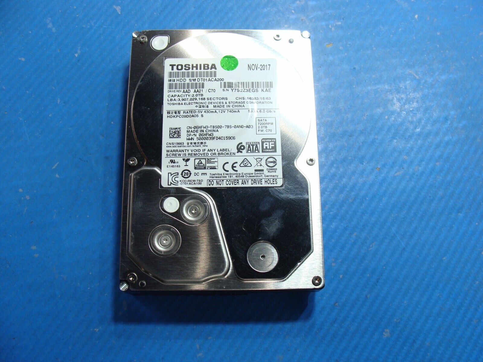 Dell 7920 Tower Toshiba 2TB SATA 2.5