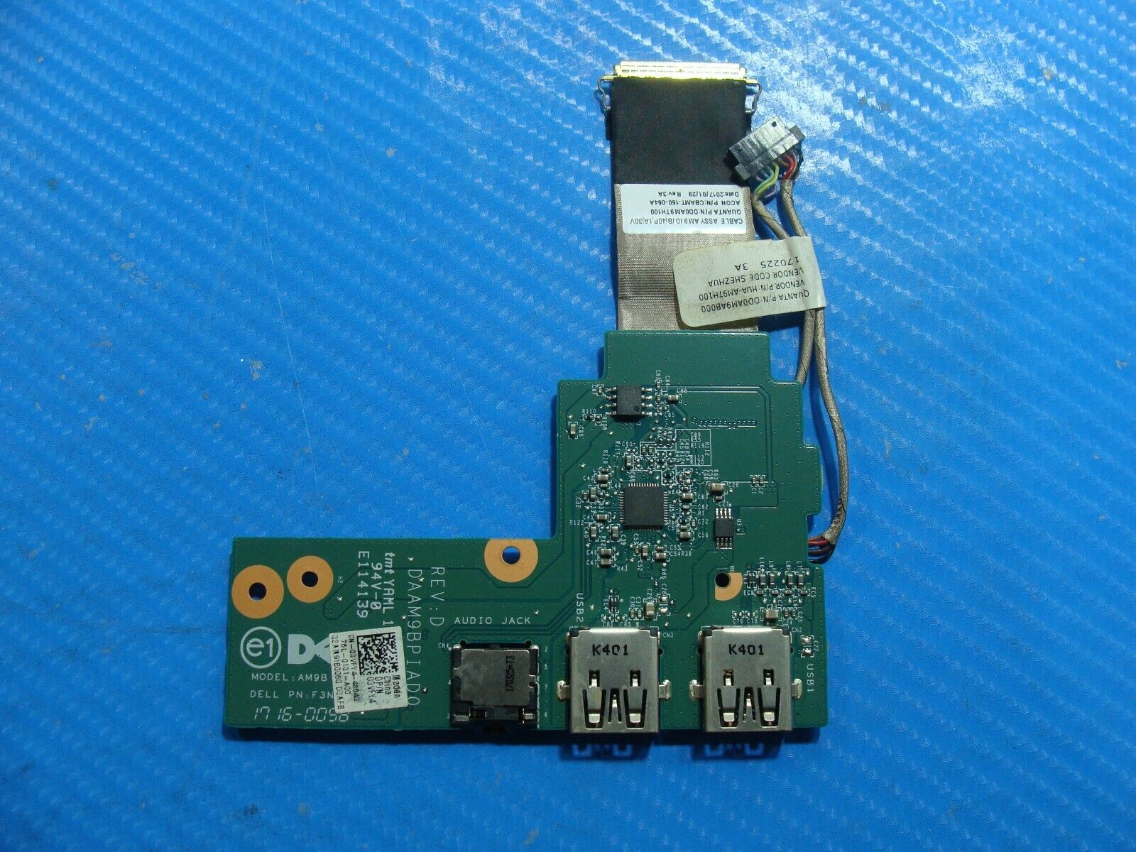 Dell Inspiron 15.6” 15 5577 Audio USB Board w/Cable 3VFY4 DAAM9BPIAD0