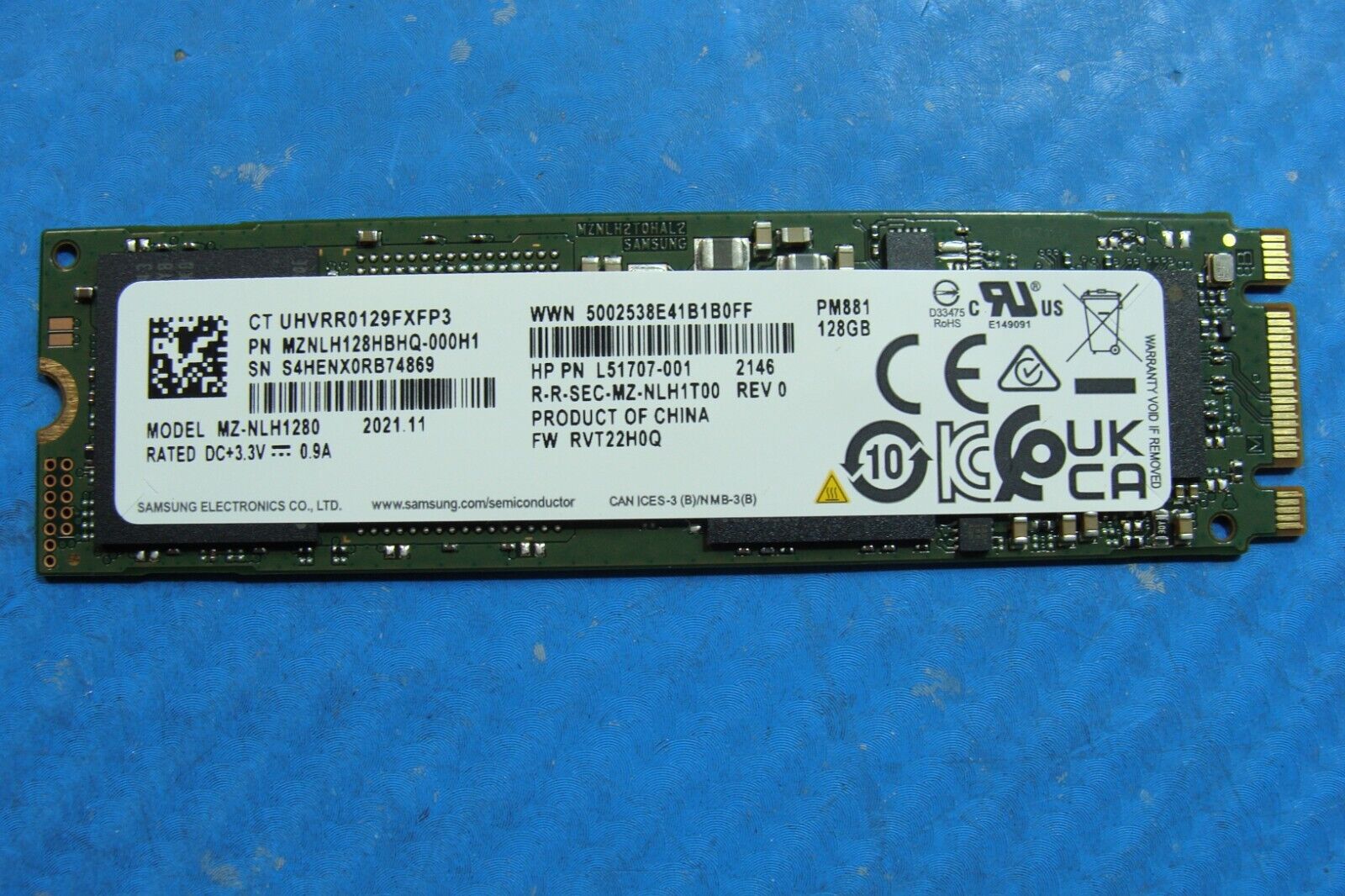 HP 14-fq0110wm Samsung 128GB SATA M.2 SSD Solid State Drive MZNLH128HBHQ-000H1