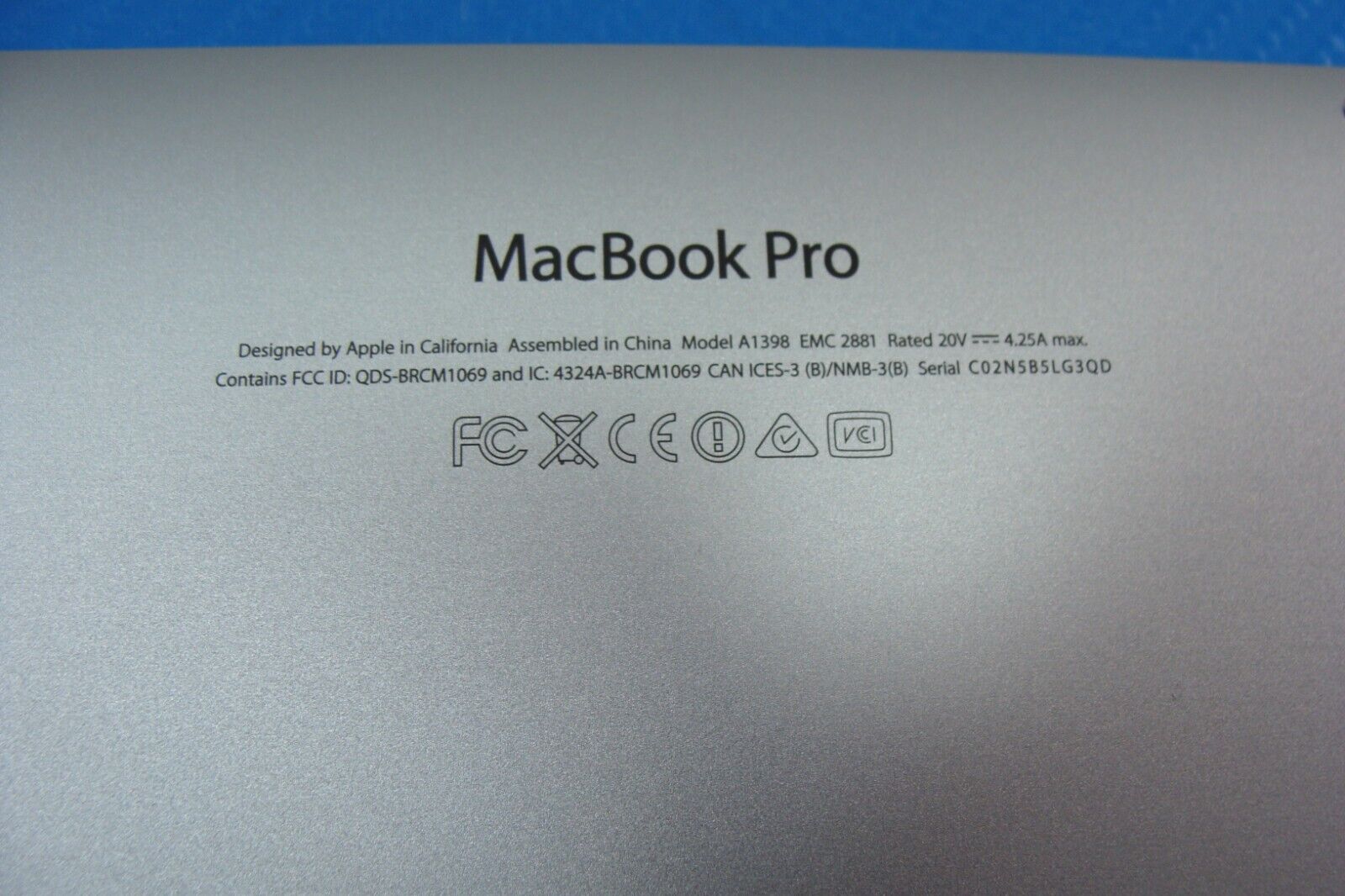 MacBook Pro A1398 Mid 2014 MGXA2LL/A MGXC2LL/A 15