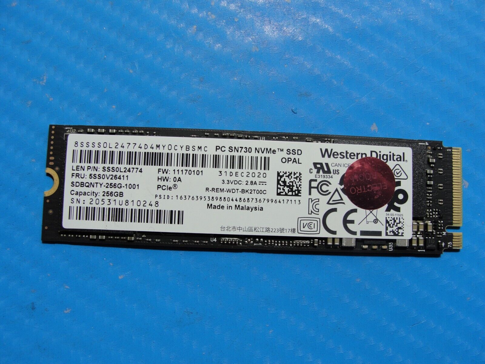 Lenovo T14 WD 256GB NVMe M.2 SSD Solid State Drive SDBQNTY-256G-1001 5SS0V26411