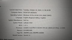 Dell Latitude 5410 14"FHD Intel i5-10210U 14"FHD 1.6GHz 16GB 256GB SSD +Charger