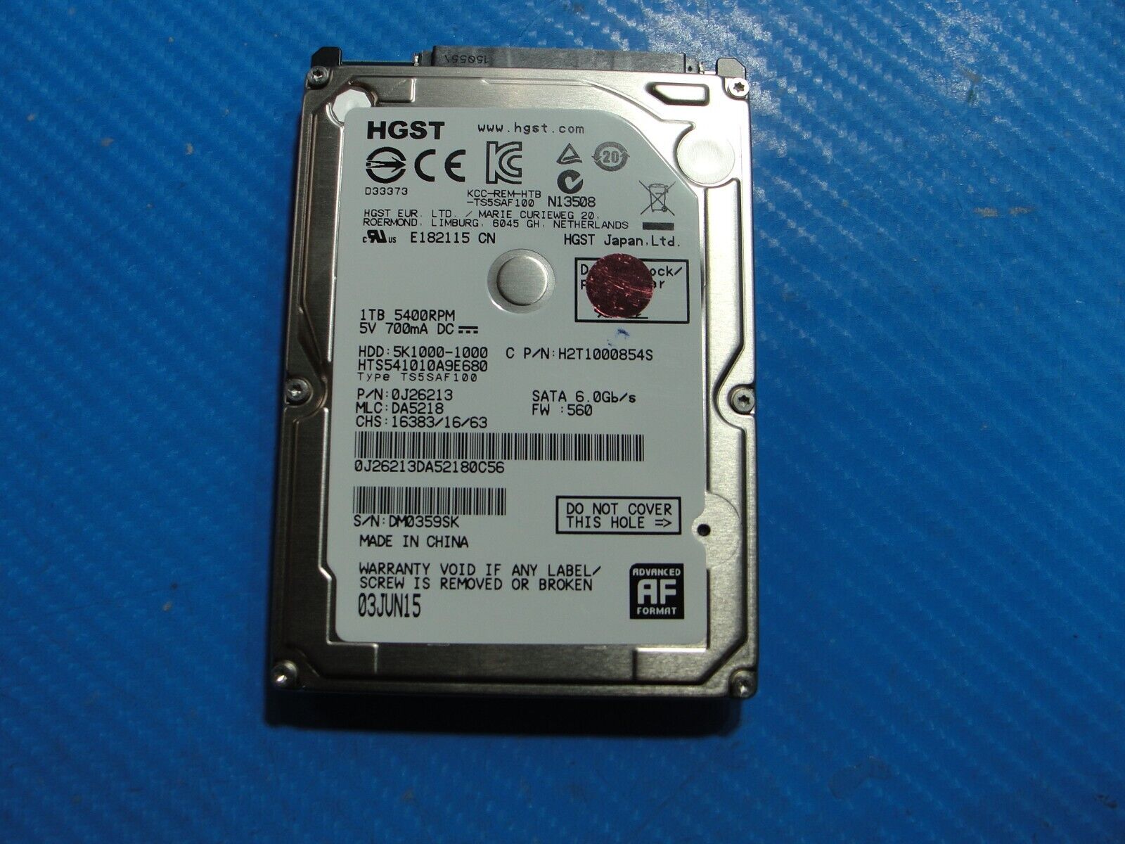 Asus R554L HGST 1TB SATA 2.5