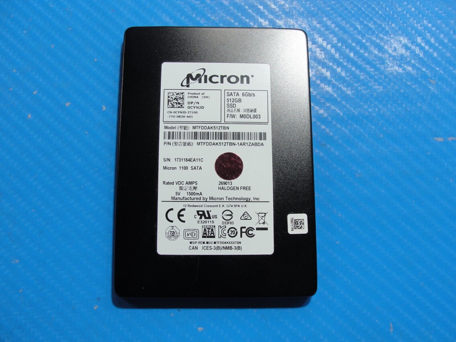 Dell 7510 Micron 512GB SATA 2.5