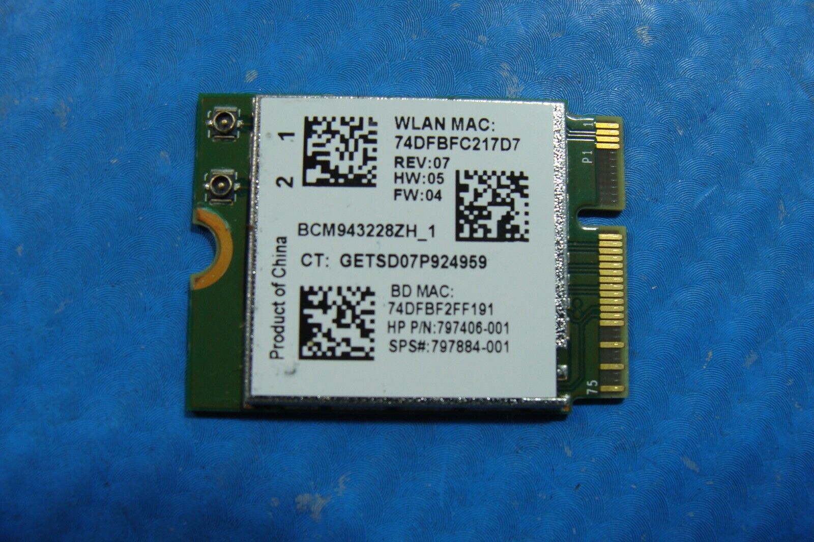 HP ProBook 15.6” 455 G3 OEM WiFi Wireless Card BCM943228Z 797884-001 797406-001