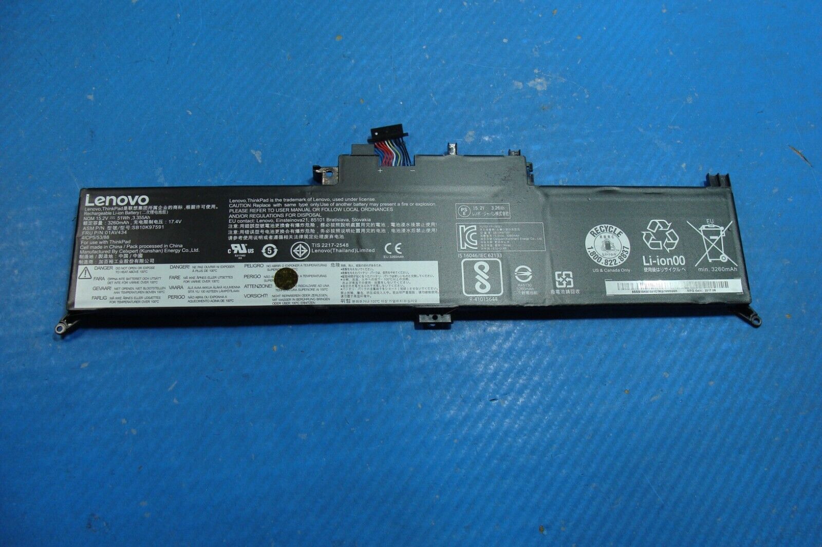 Lenovo ThinkPad 13.3” Yoga 370 Battery 15.2V 51Wh 3260mAh 01AV434 SB10K97591 94%