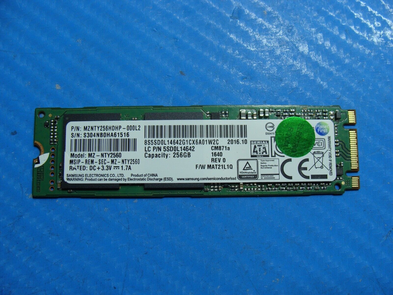 Lenovo 710-15IKB Samsung M.2 SATA 256GB SSD Solid State Drive MZNTY256HDHP-000L2