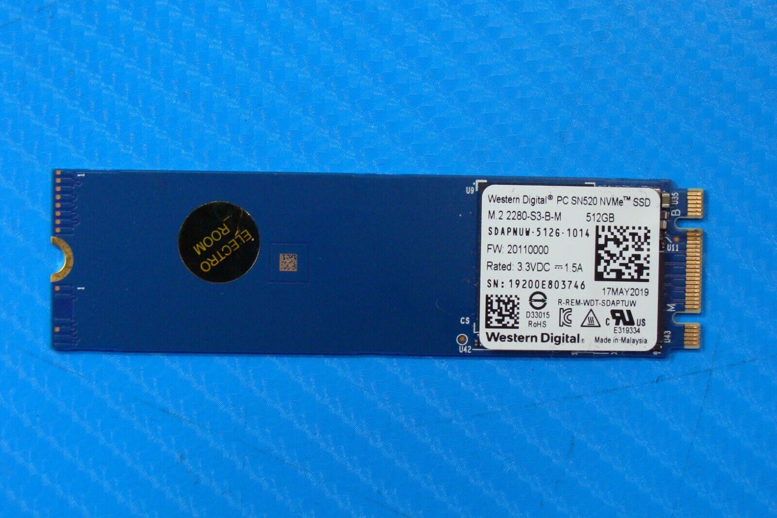 Acer AN715-51-752B WD 512GB NVMe M.2 SSD Solid State Drive SDAPNUW-512G-1014