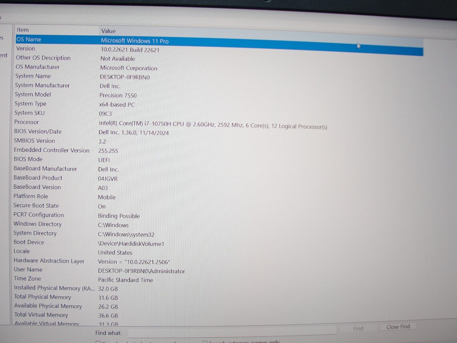 Dell Precision 7550 15”FHD NVIDIA T2000 i7-10750H 2.6GHz 32GB SSD Reset 512GB