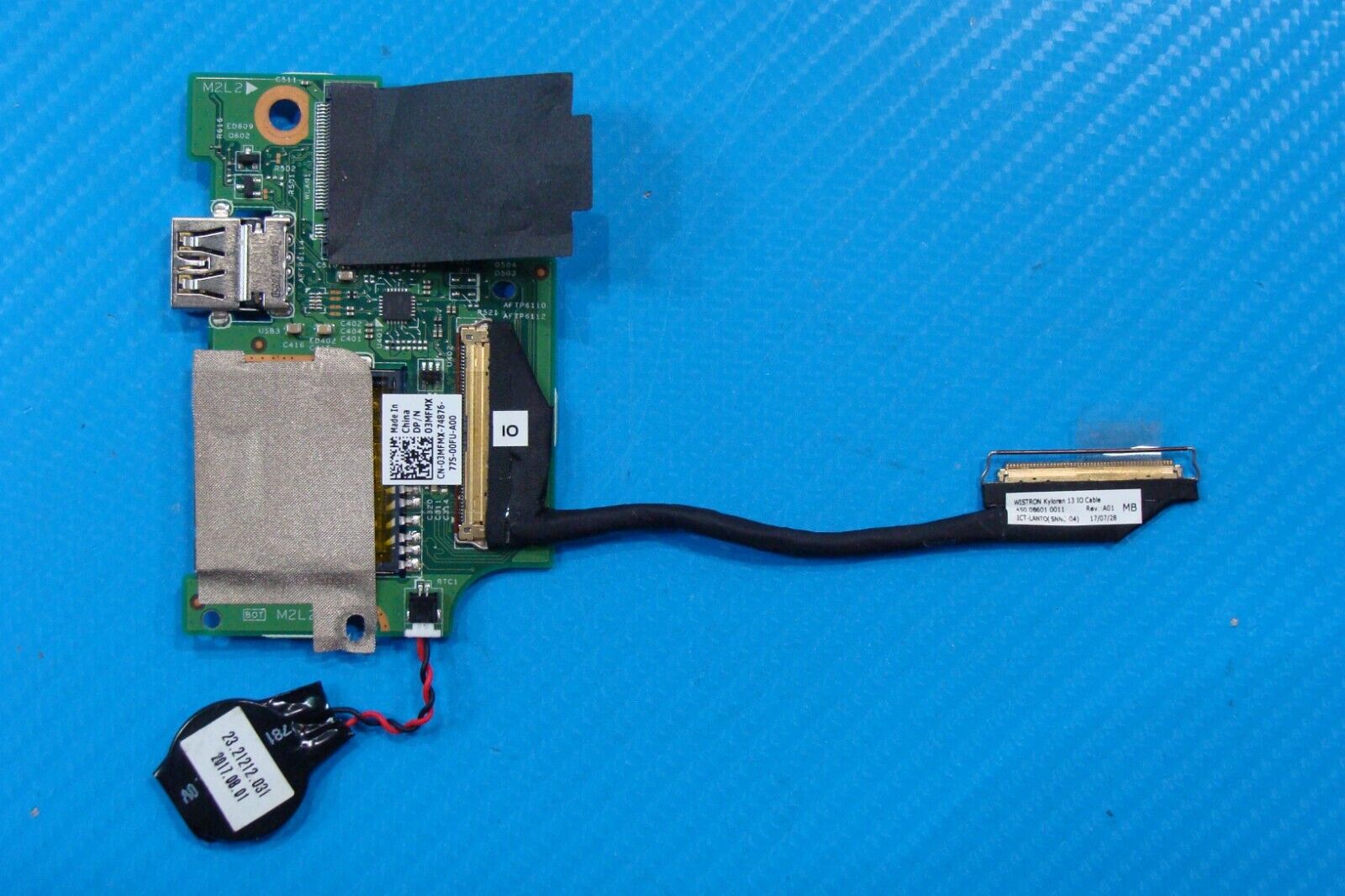 Dell Inspiron 13.3” 13 7373 2in1 USB Power Button SD Reader Board w/Cable 3MFMX