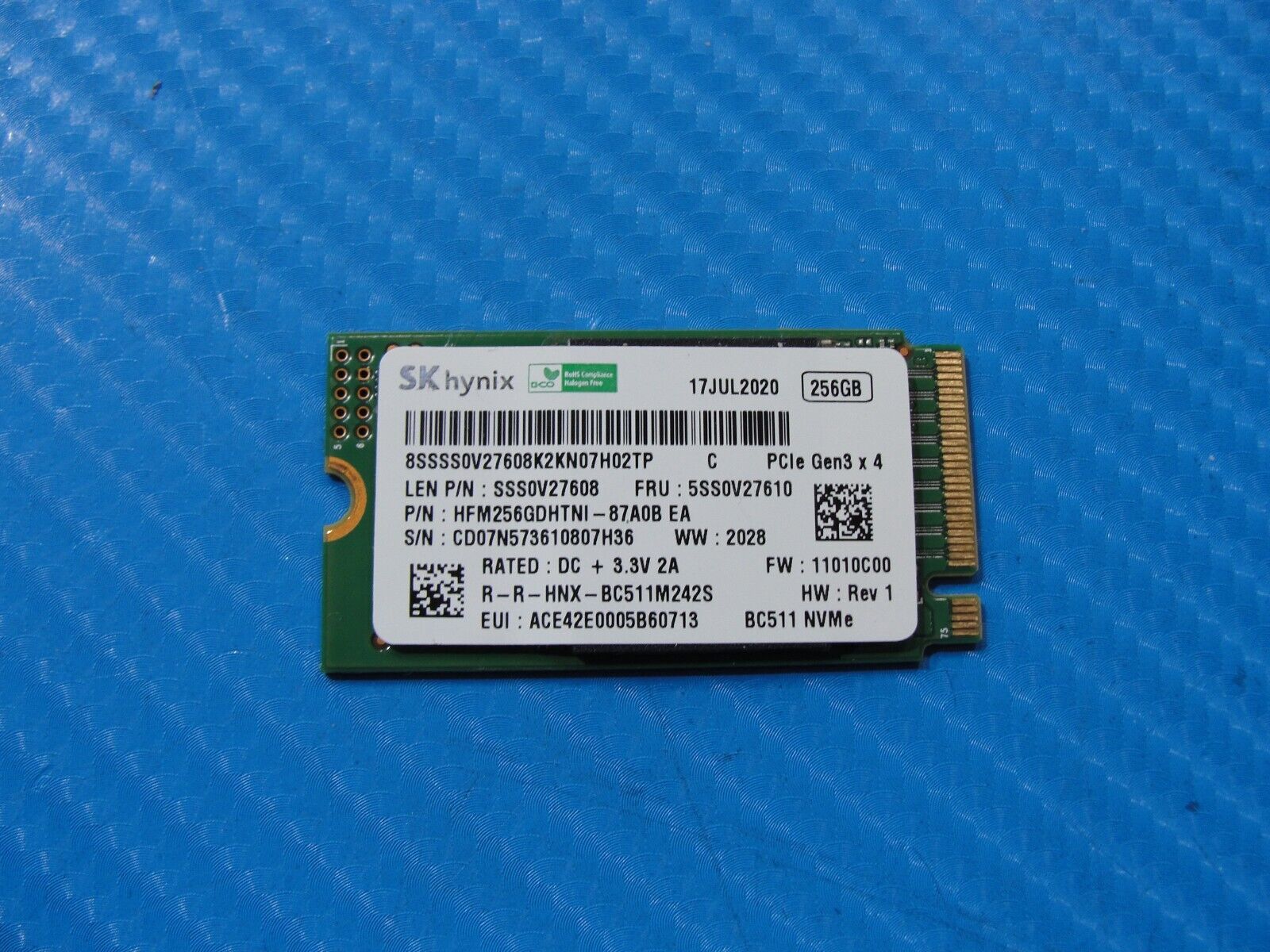 Lenovo 3 15IIL05 SK Hynix 256GB NVMe SSD Solid State Drive HFM256GDHTNI-87A0B