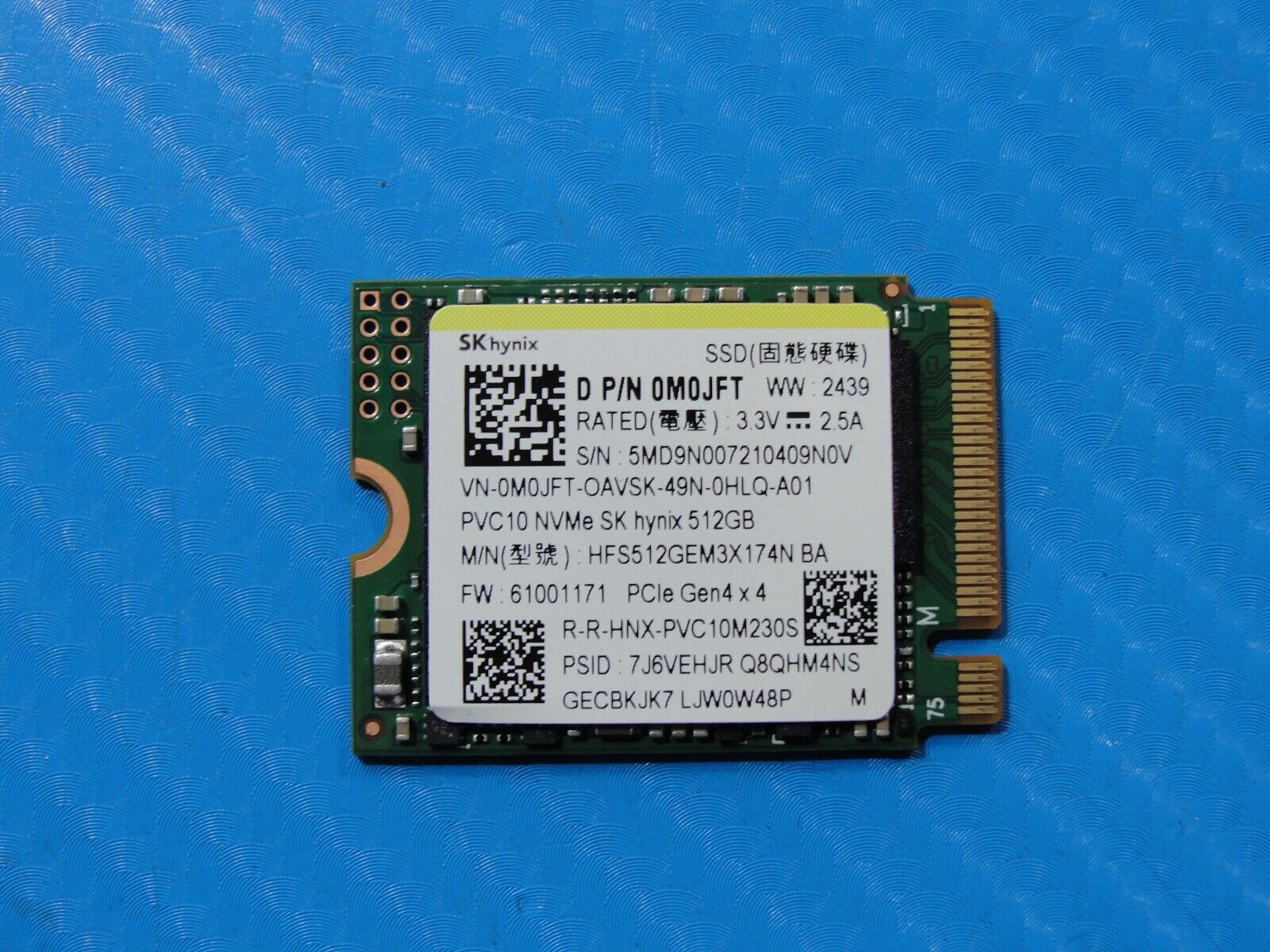 Dell 7450 SK Hynix 512GB M.2 NVMe SSD Solid State Drive HFS512GEM3X174N M0JFT