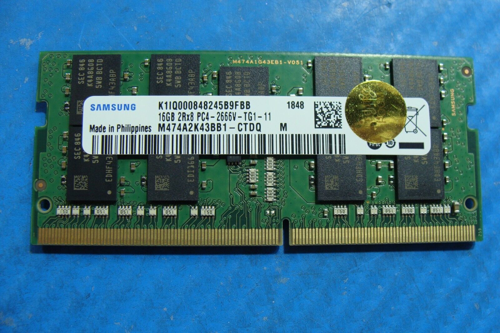 Lenovo P52 Samsung 16GB 2Rx8 PC4-2666V SO-DIMM Memory RAM M474A2K43BB1-CTDQ