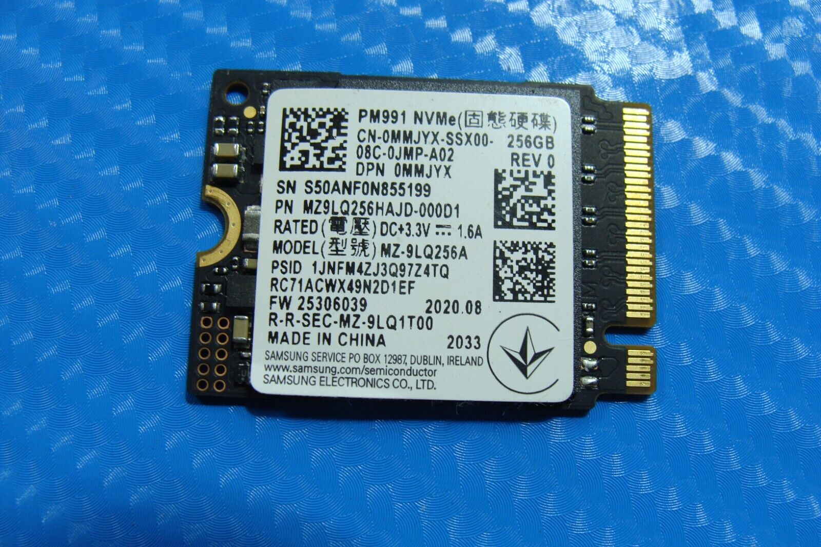 Dell 5400 2in1 Samsung 256GB NVMe M.2 SSD Solid State Drive MZ9LQ256HAJD-000D1