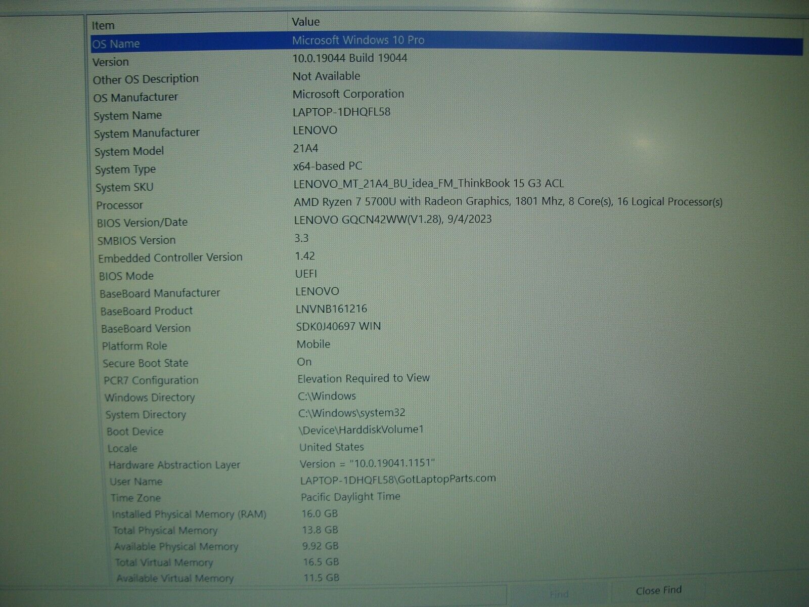 Lenovo ThinkBook 15 G3 ACL 15.6