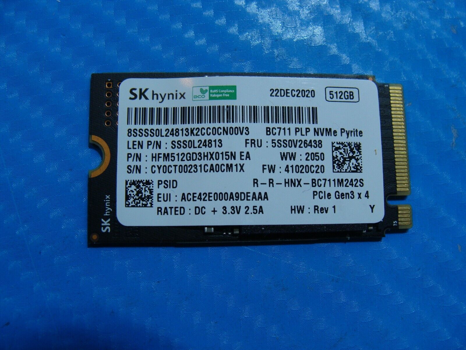 Lenovo E15 Gen 2 SK hynix 512GB M.2 NVMe SSD Solid State Drive HFM512GD3HX015N