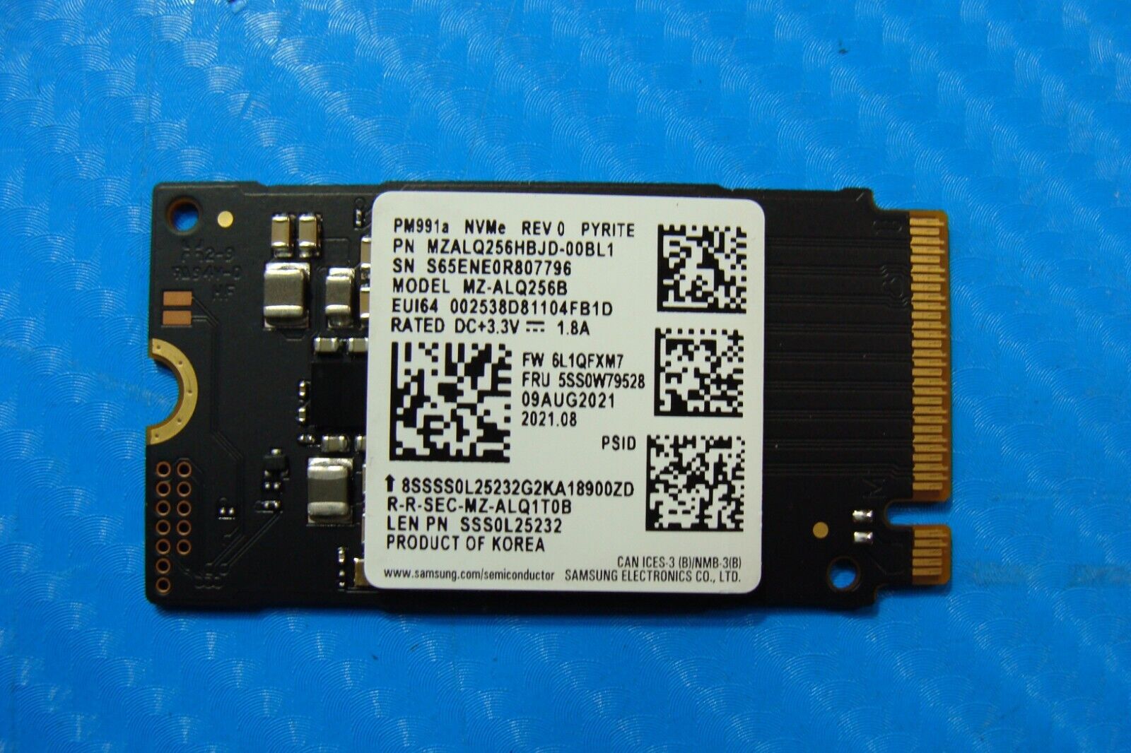 Lenovo E15 Gen 3 Samsung 256GB NVMe M.2 SSD Solid State Drive MZALQ256HBJD-00BL1