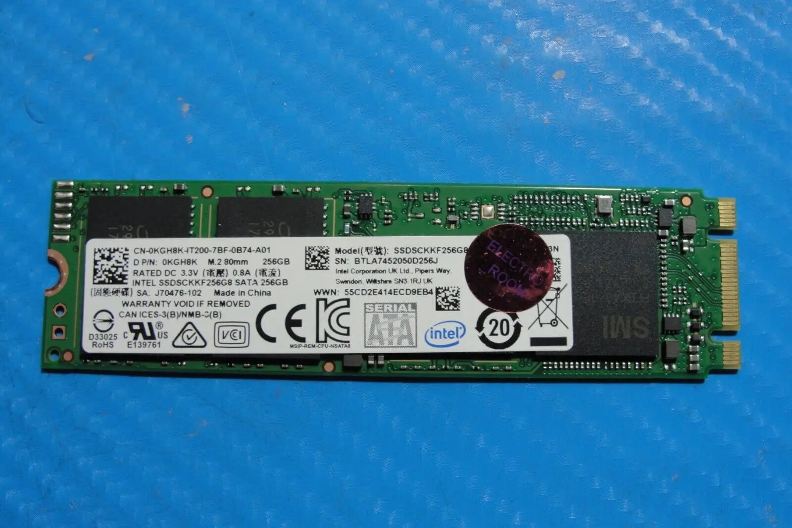 Dell 7480 Intel 256GB SATA M.2 SSD Solid State Drive KGH8K SSDSCKKF256G8