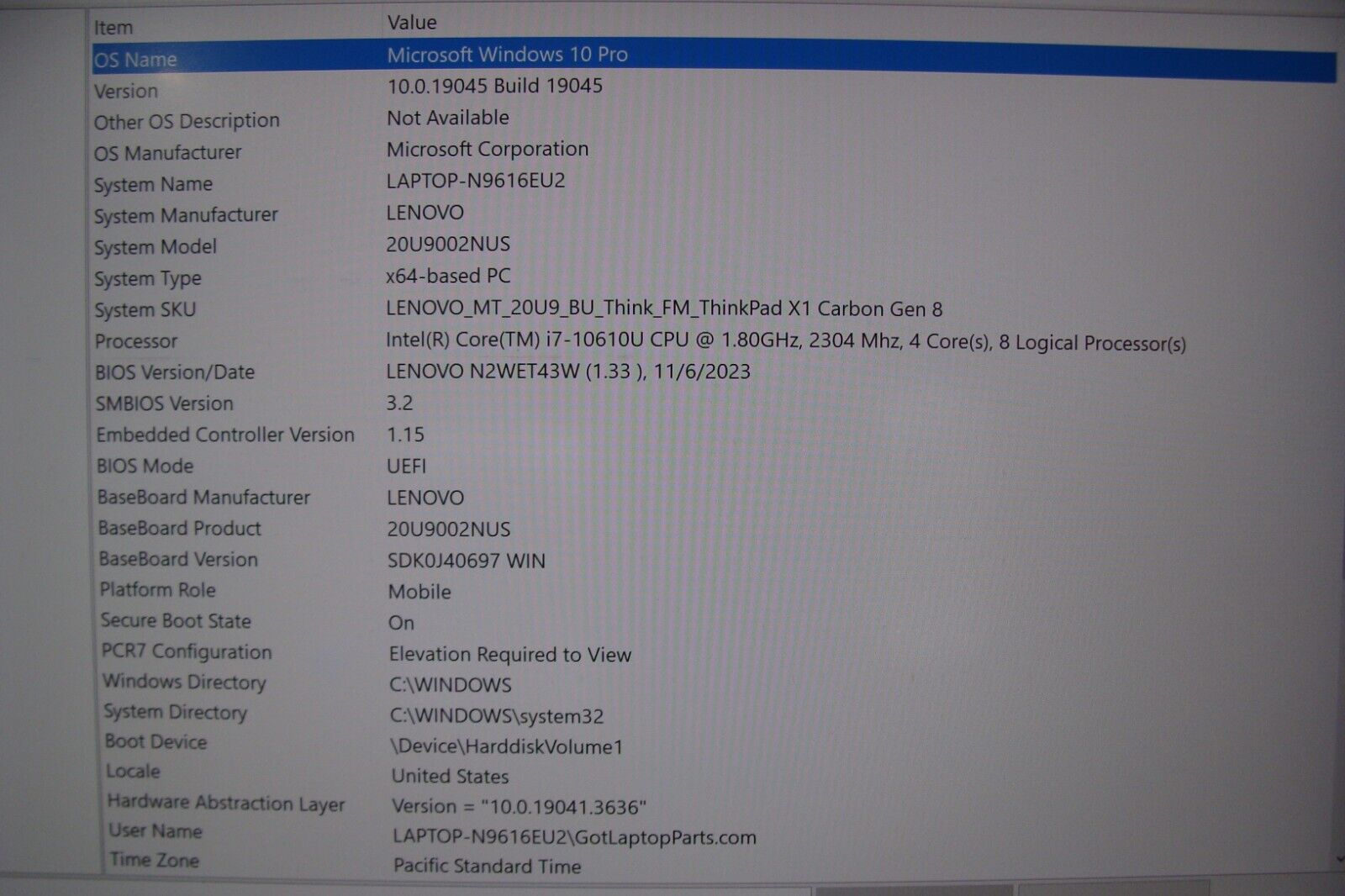 Lenovo ThinkPad X1 Carbon Gen 8 14