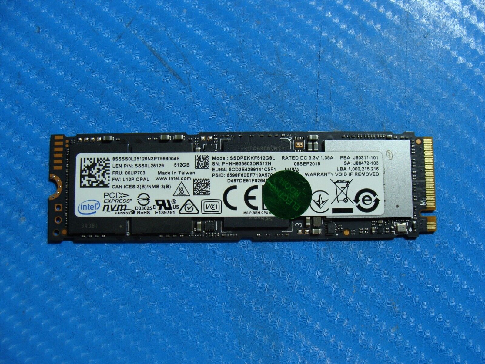 Lenovo T480 Intel 512Gb NVMe M.2 SSD Solid State Drive SSDPEKKF512G8L 00UP703