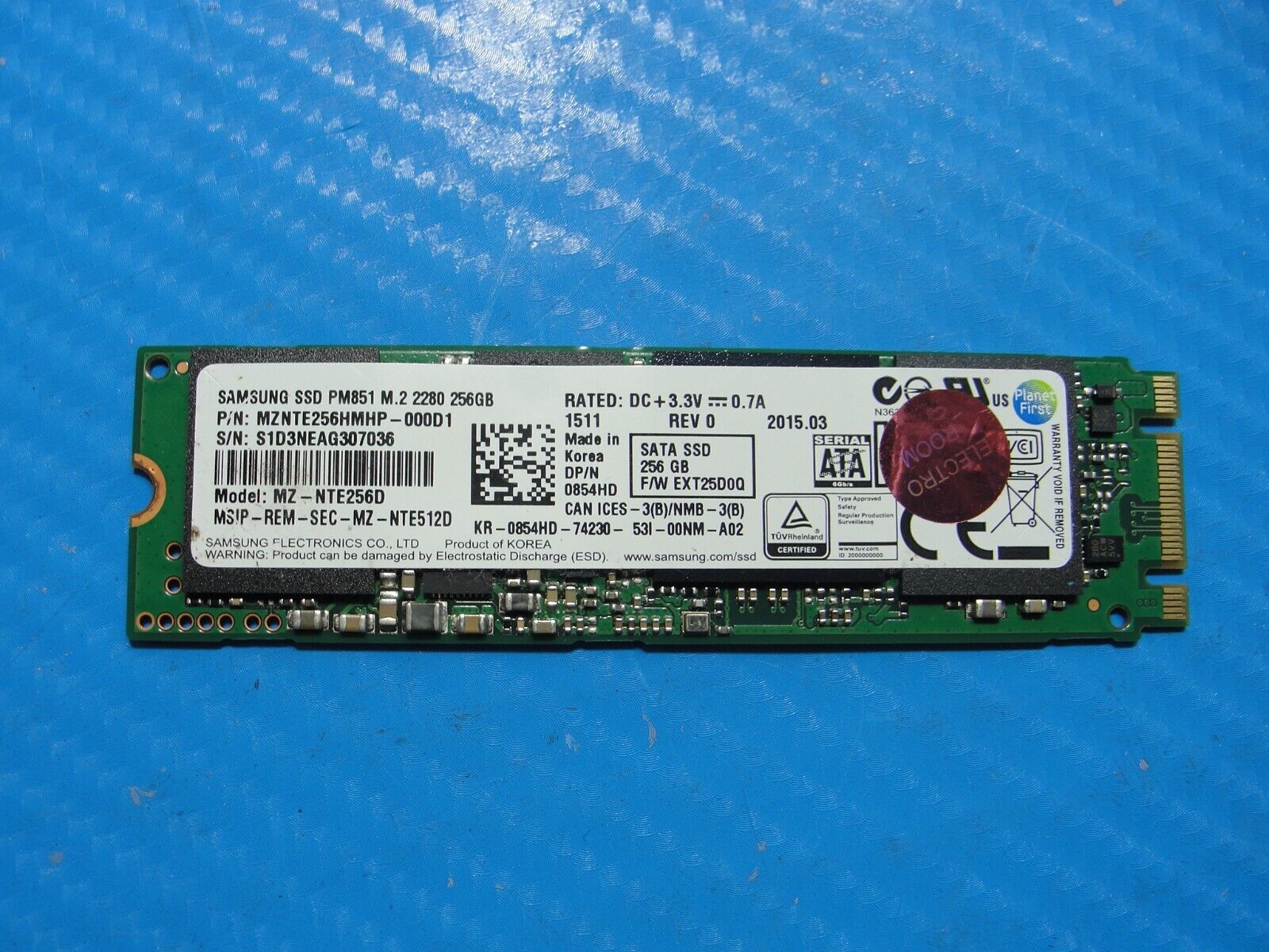 Dell 13 9343 Samsung M.2 SATA 256GB SSD Solid State Drive MZNTE256HMHP-000D1