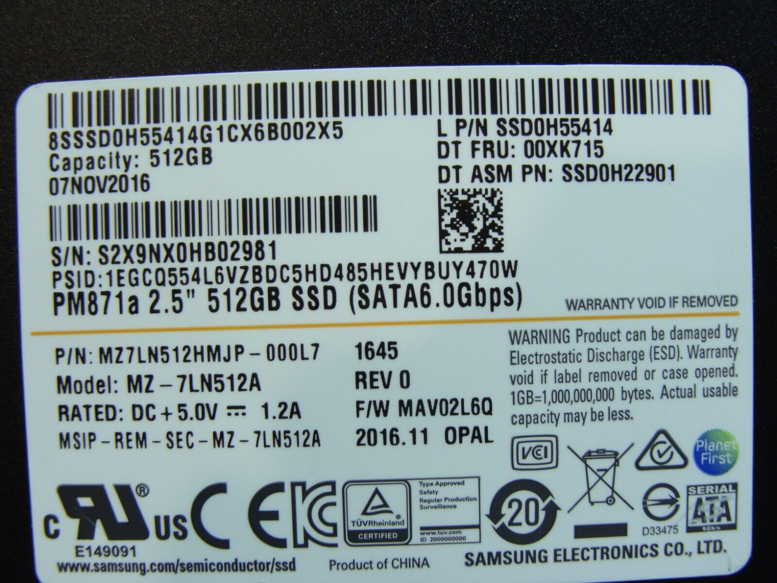 Lenovo T560 Samsung 512GB SATA 2.5