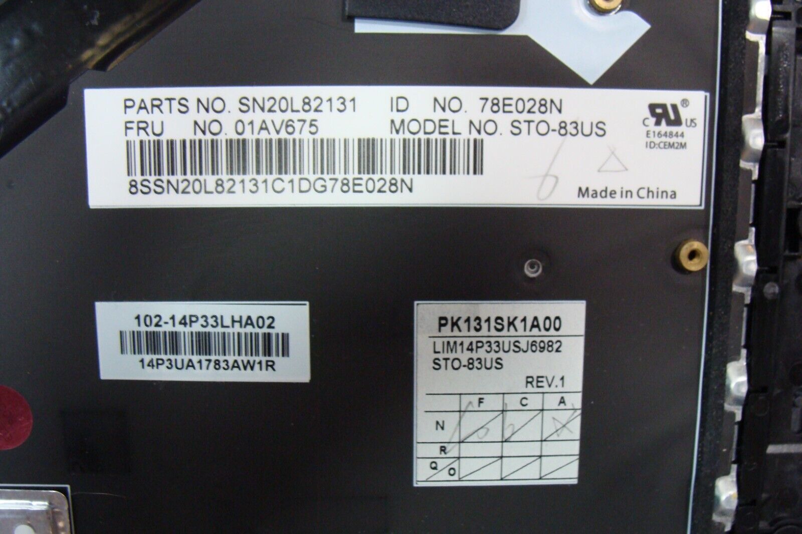 Lenovo ThinkPad 13.3” Yoga 370 Palmrest w/TouchPad Backlit Keyboard AM1SK000100