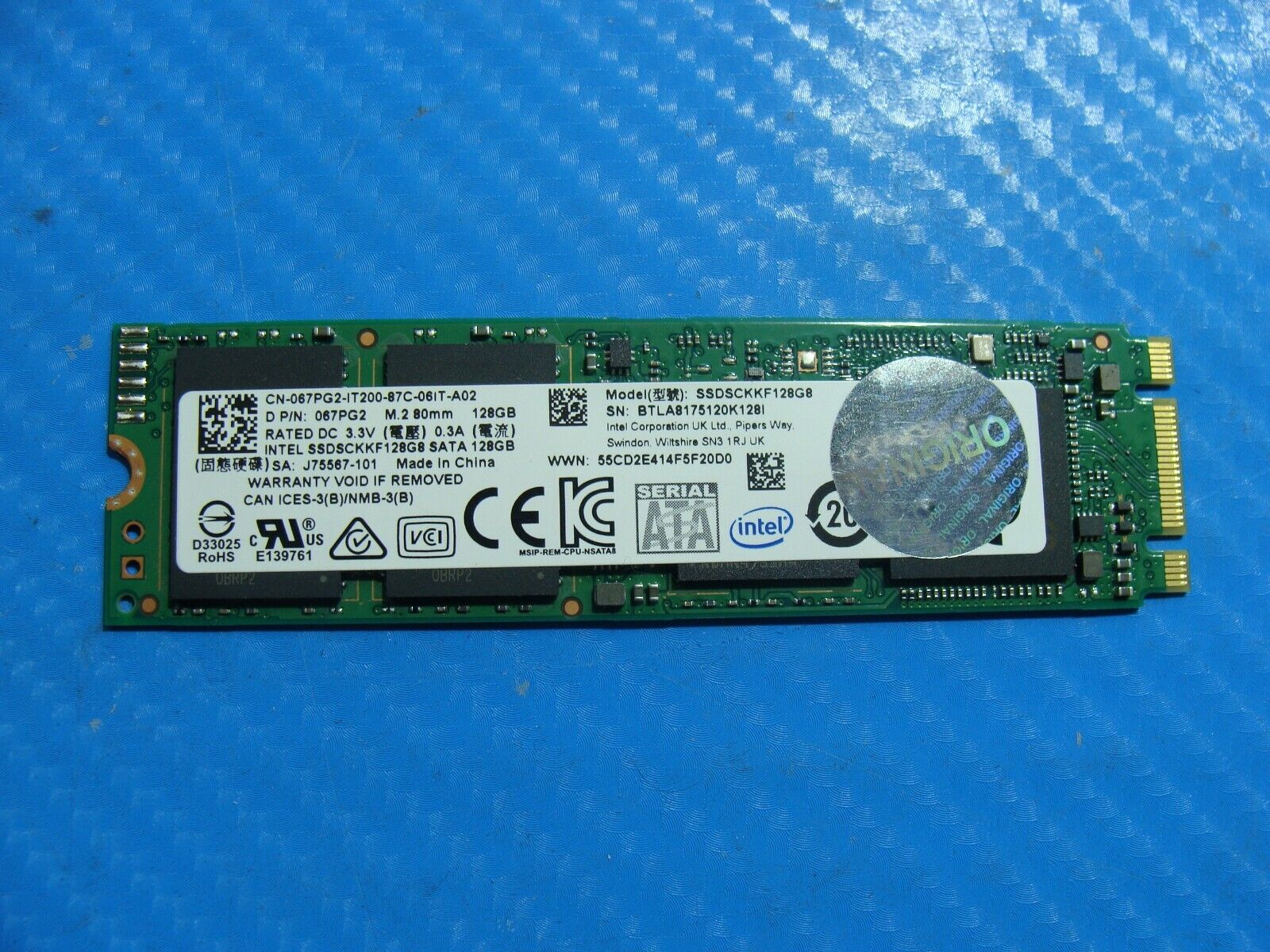 Dell G3 3579 Intel 128GB SATA M.2 SSD Solid State Drive SSDSCKKF128G8 67PG2