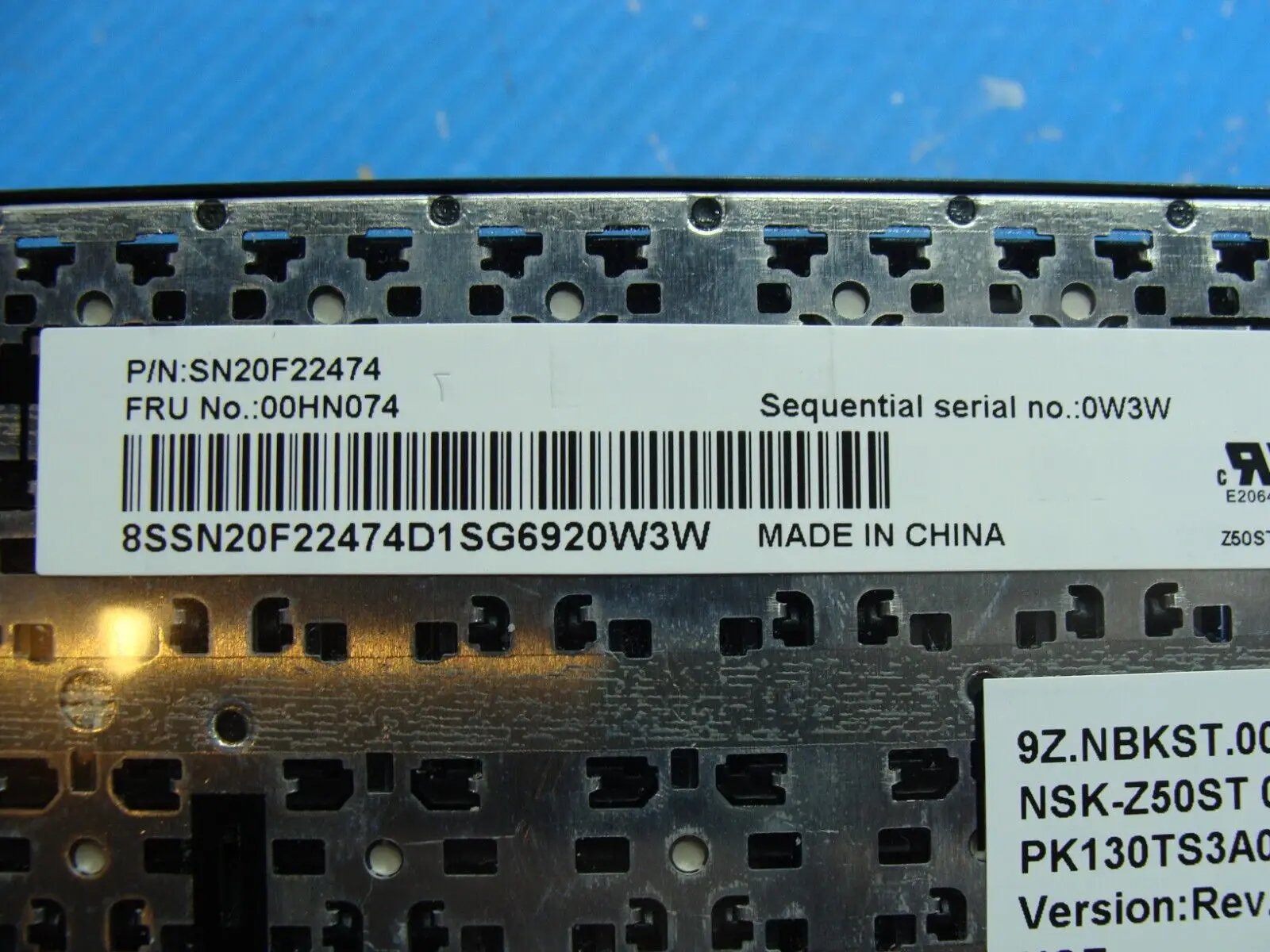 Lenovo ThinkPad 15.6” E560 OEM US Keyboard 00HN074 SN20F22474 9Z.NBKST.001