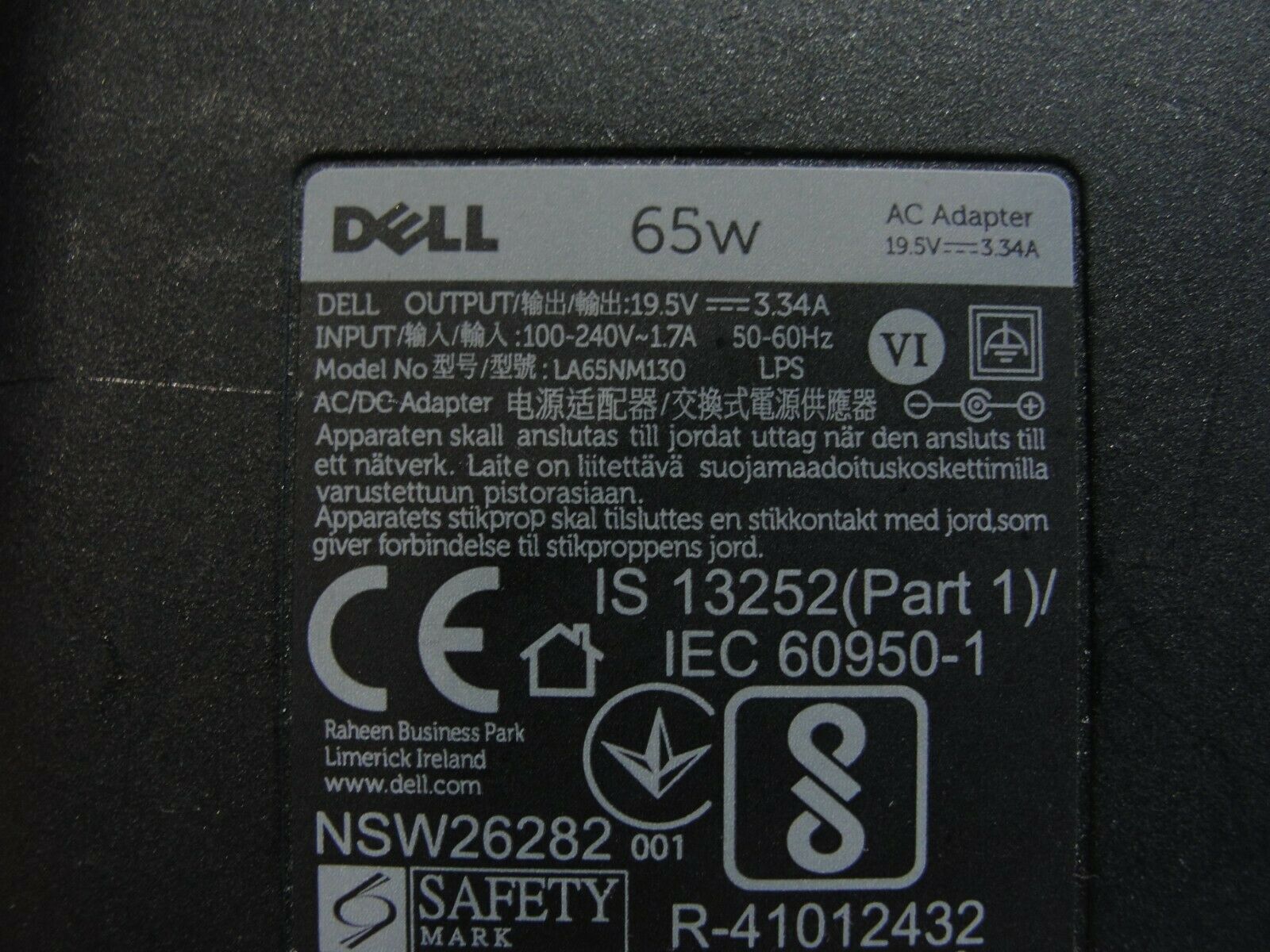 Genuine Dell AC Adapter Power Charger 19.5V 3.34A 65W LA65NM130 0JNKWD 