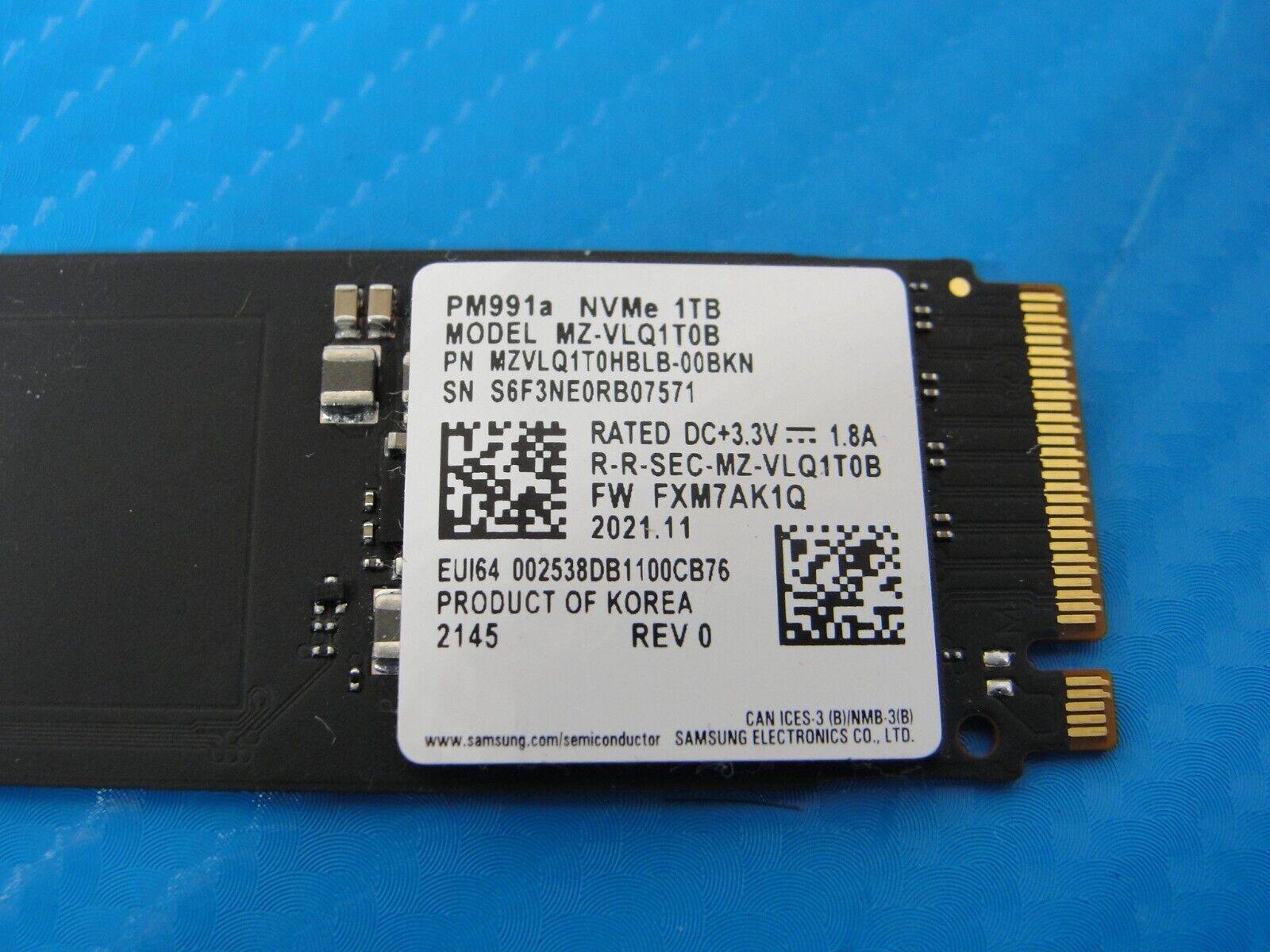 SAMSUNG 1TB M.2 SSD NVMe Solid State Drive size 2280 PM991a MZ-VLQ1T0B