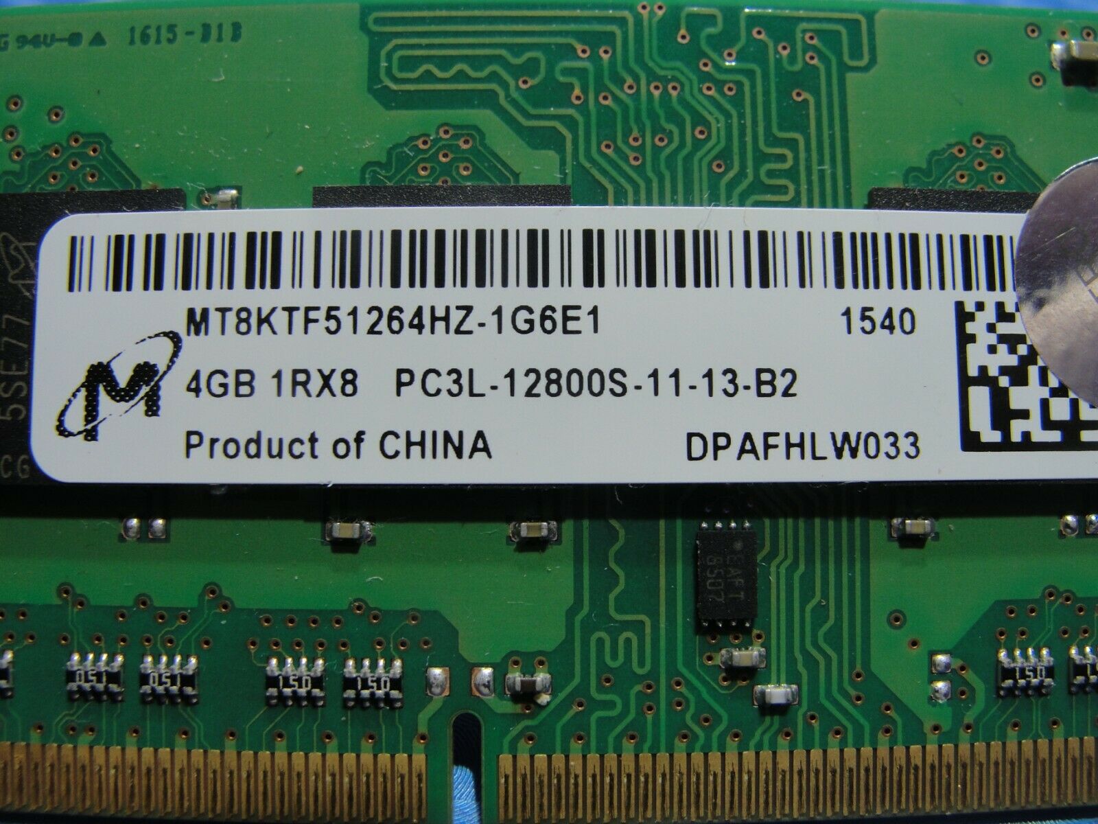 Dell 5558 Micron 4GB 1Rx8 PC3L-12800S SO-DIMM Memory RAM MT8KTF51264HZ-1G6E1 