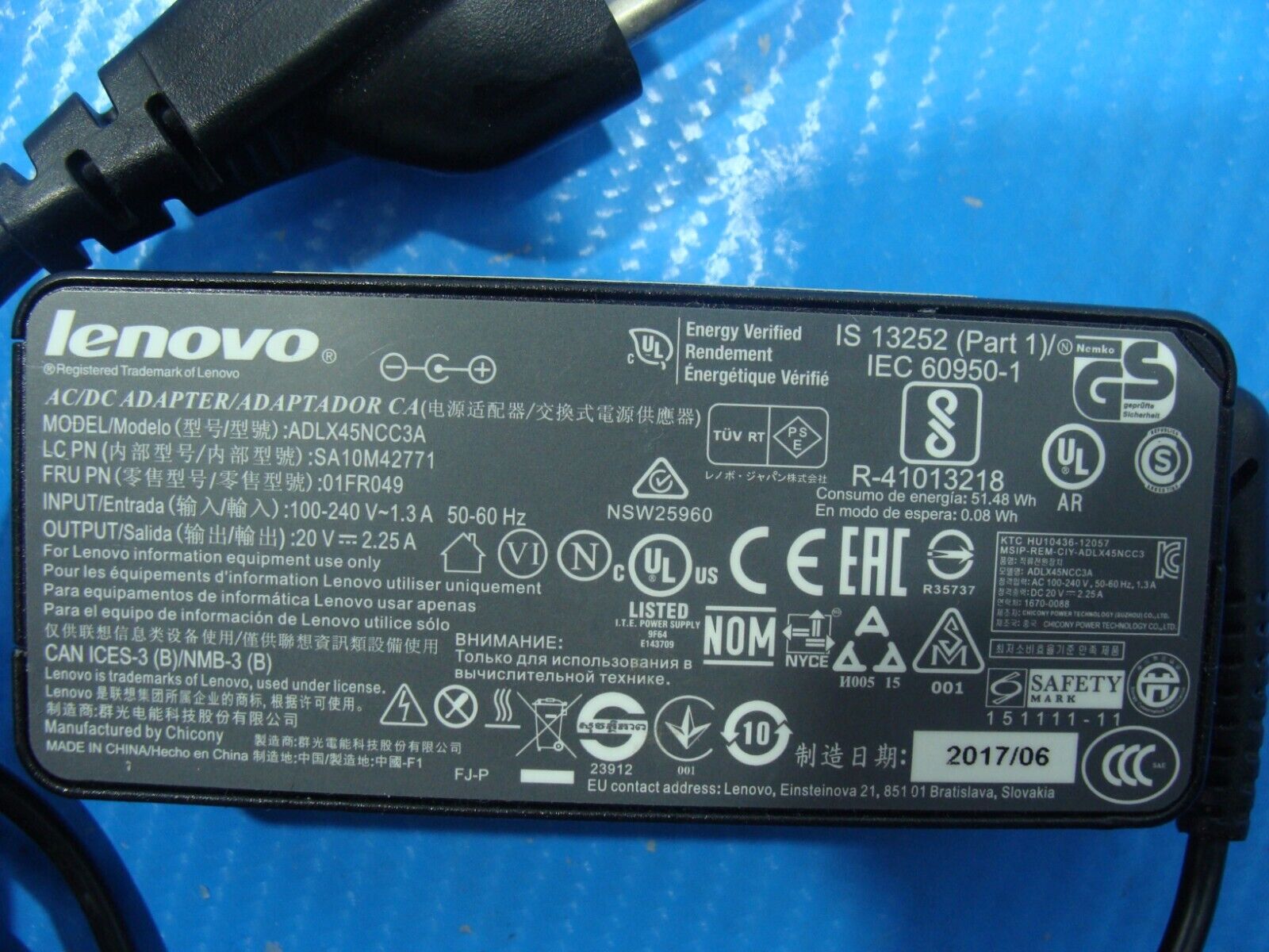 45W Genuine Lenovo Chromebook N22 N23 N42 AC Power Adapter Charger ADLX45NCC3A