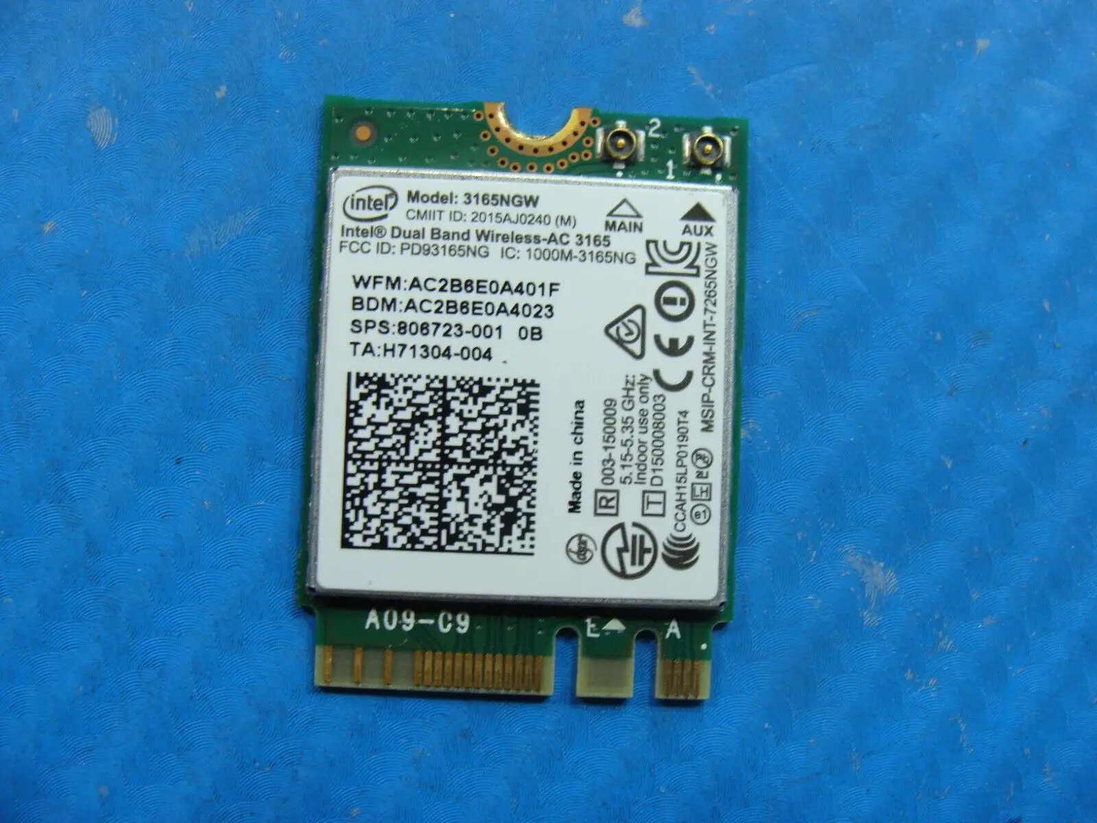MSI Apache Pro GE62 15.6 Genuine Wireless WiFi Card 3165NGW