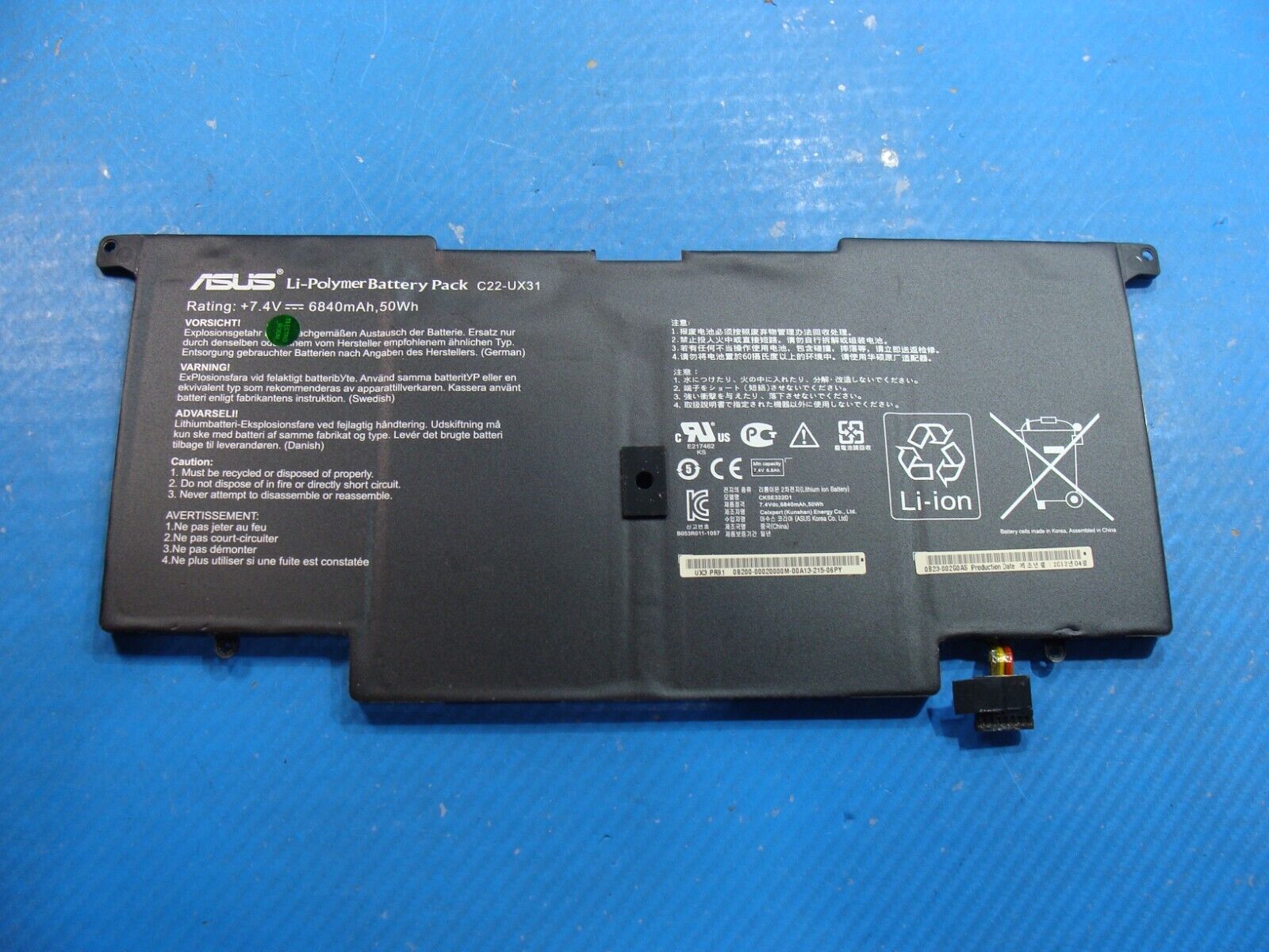Asus UX31E 13.3 Battery 7.4V 50Wh 6840mAh C22-UX31 85%