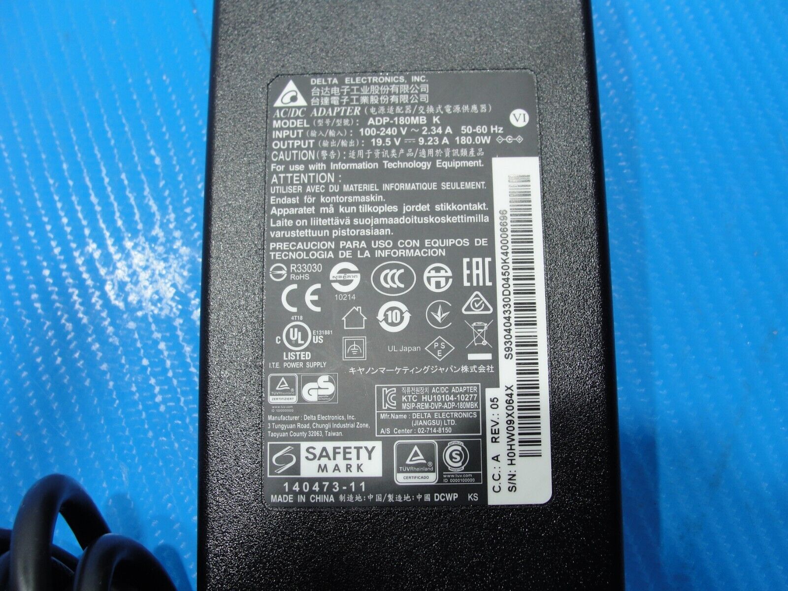 Genuine Delta AC Power Adapter Charger 19.5V 9.23A 180W ADP-180MB K