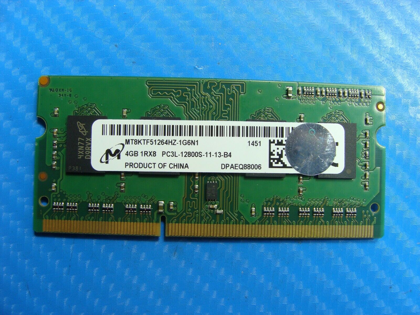 Dell 5548 Micron 4GB 1Rx8 PC3L-12800S Memory RAM SO-DIMM MT8KTF51264HZ-1G6P1 