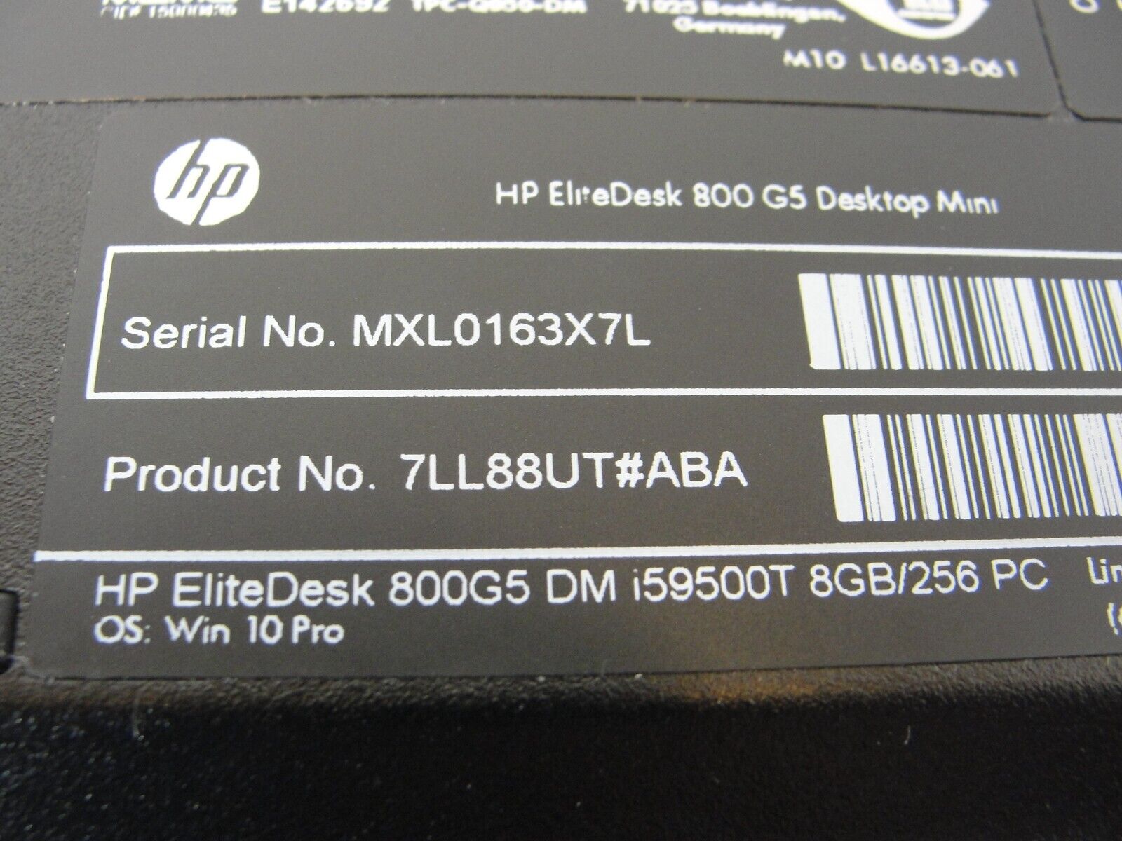 HP EliteDesk 800 G5 Mini Desktop i5-9500T vPro 8GB RAM 256GB SSD Wifi BT Win10P