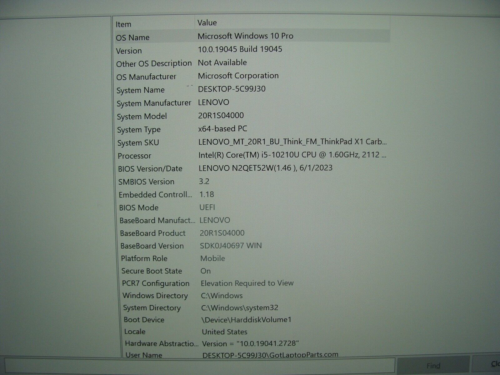 98% Battery Lenovo ThinkPad X1 Gen 7 Intel i5-10210U 1.6GHz 16GB RAM 512GB SSD