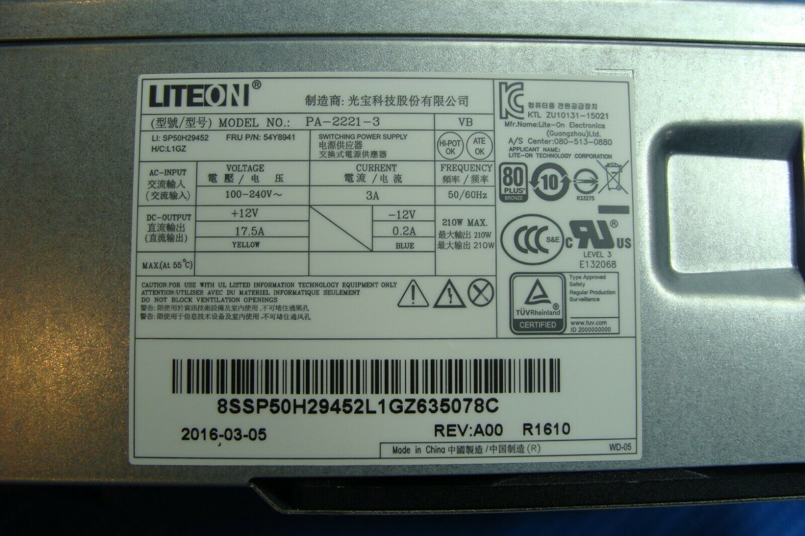 Lenovo Thinkcentre M800 Genuine Desktop LiteOn 210W Power Supply PA-2221-3 - Laptop Parts - Buy Authentic Computer Parts - Top Seller Ebay