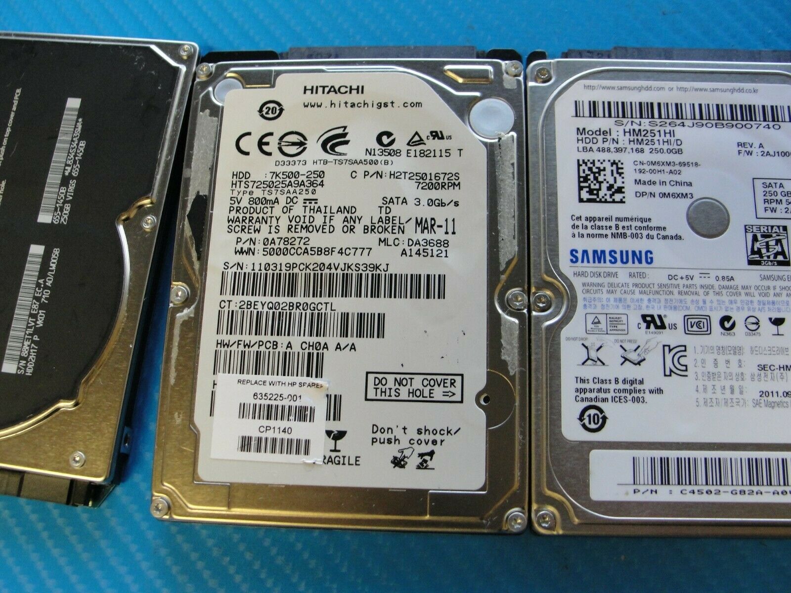 LOT of 4 250GB 2.5