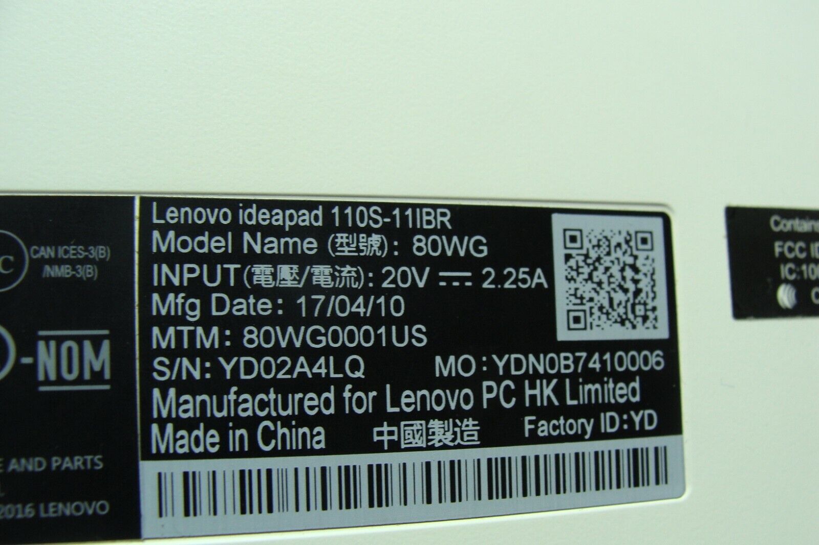 Lenovo IdeaPad 110S-11IBR 11.6 Genuine Laptop Bottom Base Case Cover 5CB0M53589