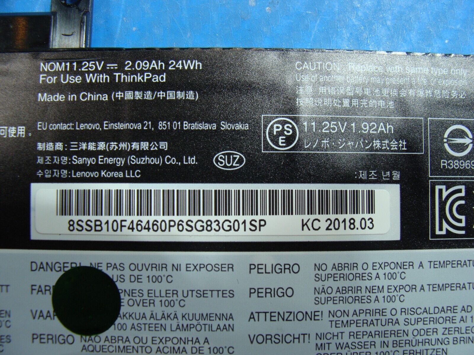 Lenovo ThinkPad T470s 14 OEM Battery 11.25Wh 24Wh 1920mAh 00HW022 SB10F46460