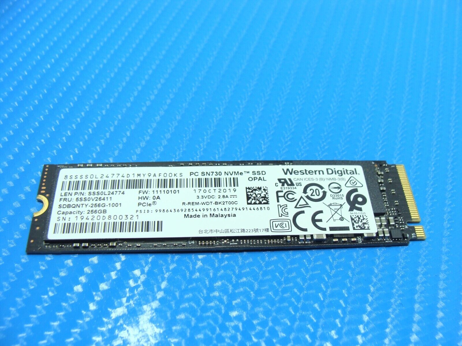 Lenovo T490s WD 256GB NVMe M.2 SSD Solid State Drive SDBQNTY-256G-1001