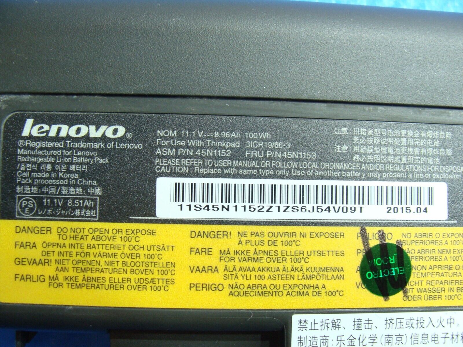 Lenovo Thinkpad 14” T440P Genuine Battery 11.1V 100Wh 8960mAh 45N1152 45N1153