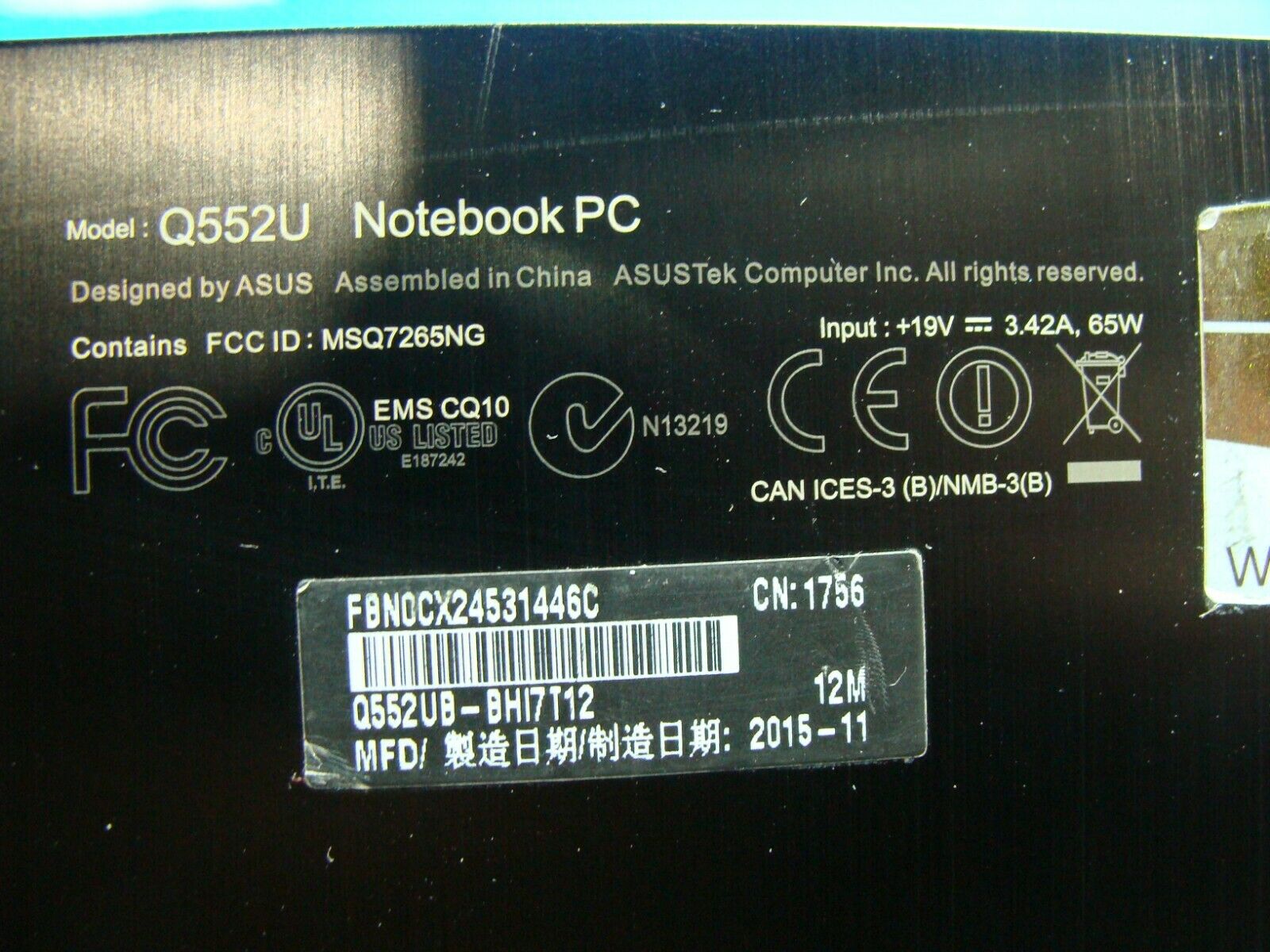 Asus Q552UB-BHI7T12 15.6